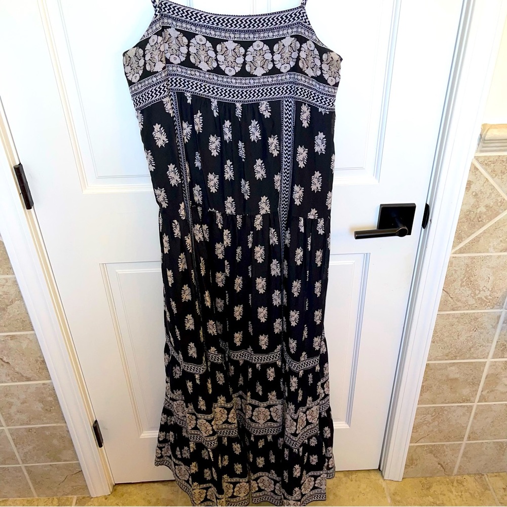 Joie silk/cotton maxi black/white dress